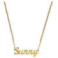 The Love Silver Collection Gold Plated Sterling Silver Personalised Script Name Necklace On Adjustable Curb Chain
