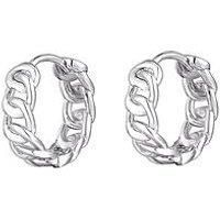The Love Collection Sterling Silver Interlinking Chain Style Huggie Hoop Earrings