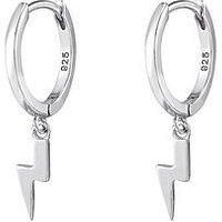 Sterling Silver Lightning Bolt Hinged Huggie Everyday Hoop Earrings