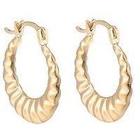 9ct Gold Line Pattern Creole Hoop Earrings