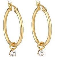 White CZ Drop Charm Huggie Earrings