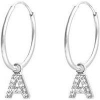 The Love Silver Collection The Love Silver Collection Sterling Silver Personalised Initial 14Mm Hoop Earrings  C