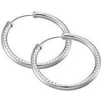 The Love Silver Collection Sterling Silver 32Mm Diamond Cut Tube Hoop Earrings