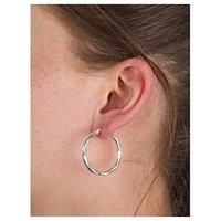 The Love Silver Collection Sterling Silver 30Mm Diamond Cut Tube Hoop Creole Earrings