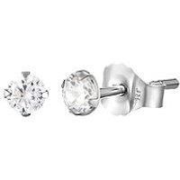 The Love Silver Collection Sterling Silver 3Mm Round Brilliant Cubic Zirconia Stud Earrings