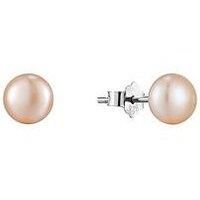 The Love Silver Collection Sterling Silver 7Mm Freshwater Pink Pearl Stud Earrings