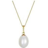 Love Gold 9Ct Gold Oval Drop Freshwater Pearl Pendant Adjustable Necklace