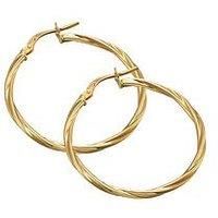 Love Gold 9Ct Gold 25Mm Twisted Hoop Creole Earrings