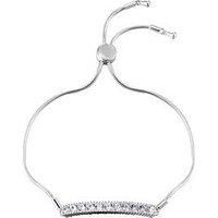 The Love Silver Collection Sterling Silver Cubic Zirconia Tennis Style Adjustable Bracelet