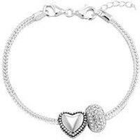 The Love Silver Collection Sterling Silver Charm Bracelet With Heart & Crystal Charm