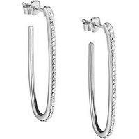 The Love Silver Collection Sterling Silver Rectangle Cz Stud Hoops