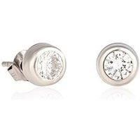 The Love Collection 9Ct White Gold 5Mm White Cz Rubover Studs