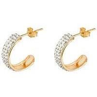 The Love Collection 9Ct Gold Crystal Set Half Hoop Earrings
