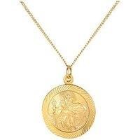 The Love Silver Collection 18Ct Gold Plated Sterling Silver St. Christopher Pendant, 20" Adjustable Curb Chain.