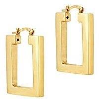 Seol + Gold 18Ct Gold Plated Sterling Silver Rectangle Creole Hoop Earrings