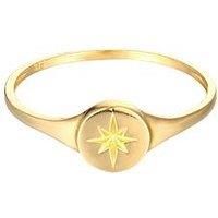 Seol + Gold 18Ct Gold Plated Sterling Silver Compass Star Signet Ring