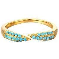 Seol + Gold 18Ct Gold Plated Sterling Silver Pav Turquoise Open Claw Ring