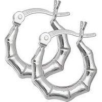 The Love Collection Sterling Silver Bamboo Creole Hoop Earrings