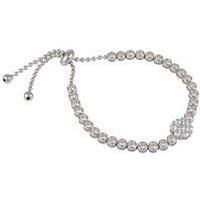 The Love Silver Collection Sterling Silver Flower Cz Adjustable Toggle Bracelet