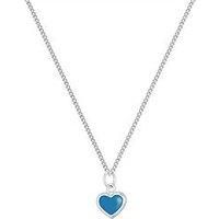 The Love Silver Collection Silver Dainty Enamel Heart Pendant - Blue