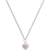 The Love Silver Collection Silver Dainty Enamel Heart Pendant - Lilac