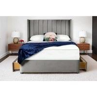 Light Grey Plush Divan Bed with Storage & Orthopaedic Mattress
