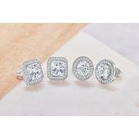 2 Pairs Of Crystal Halo Stud Earrings  Silver | Wowcher