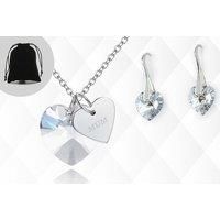Crystal Heart Mum Jewellery Set - Silver