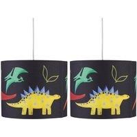 Set of 2 Modern Dinosaur Children's Boys Bedroom Ceiling Light Shade Pendants