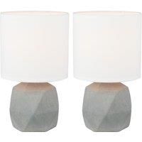 First Choice Lighting Set of 2 Wilson - Concrete Lamps in Grey