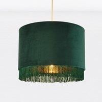 Green Velvet Tassel & Gold Inner Easy Fit Ceiling Light Shade Lampshade Pendant