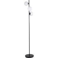 Floor Lamp 3 Light Standing Black Opal Glass Shades Livingroom Modern Retro 1.6M