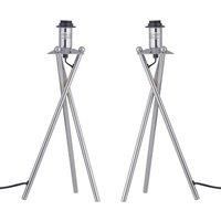 Set of 2 Modern Chrome Tripod 40cm Table Lamps Bedside Lights Base Only