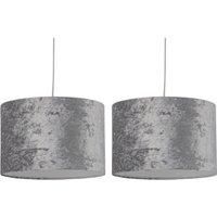 Set of 2 Modern Grey Crushed Velvet 30cm Easy Fit Ceiling Light Shade Pendants