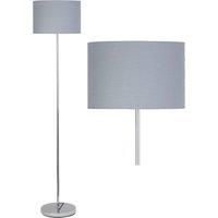 Chrome 150cm Floor Light Standard Lamp Grey Cotton Velvet Glitter Shade