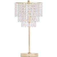 Modern Jewelled Acrylic Crystal 48cm Table Lamp or Bedside Light Chrome Gold