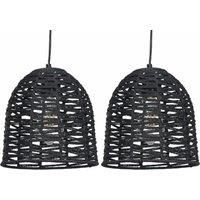 Set of 2 Natural String Rattan Ceiling Pendant Light Shades Lampshades Scandi