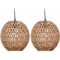 First Choice Lighting Set of 2 Kloe - Natural String Globe Pendant Lightshade