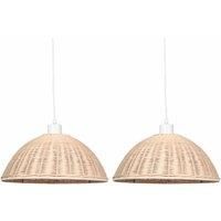 Set of 2 Natural Wicker Ceiling Light Shades Pendant Lampshades Easy Fit Rattan
