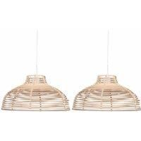 Set of 2 Natural Wicker Rattan Ceiling Light Shades Pendant Lampshades Easy Fit