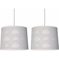 First Choice Lighting Set of 2 Clouds - Light Grey Easy Fit Fabric Pendant Shade in White