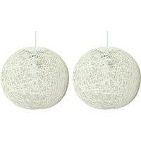 Set of 2 White Rattan Wicker Ceiling Light Shades 36cm Abaca Pendant Lampshade