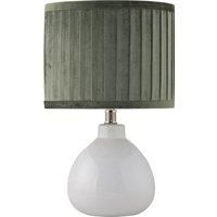 Modern 43cm White Ceramic Bedside Light Table Lamp Pleated Velvet Shade