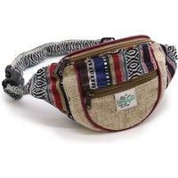 Travel Bum Bag - Pure Hemp & Cotton with Ethnic Patterned Fabric Eco-Friendly