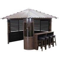 Canadian Spa Company KF-10052 11.6' x 11.6' (Nominal) Pyramid Plastic Hot Tub Gazebo & Bar Chocolate Brown (965HL)