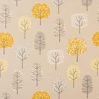 By the Metre Sweet Trees Ochre Oil Cloth Fabric