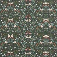 By the Metre Swan Garden Green Oil Cloth