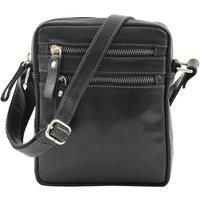HOL Mens Real Leather Cross Body Bag Small Travel Organiser Pouch Belgrade Black