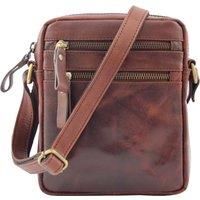 Mens Real Leather Cross Body Bag Small Travel Organiser Pouch Belgrade Brown