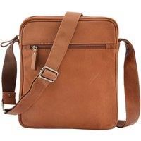 Mens Real Leather Cross Body Bag Travel Organiser Messenger Pouch Aller Tan